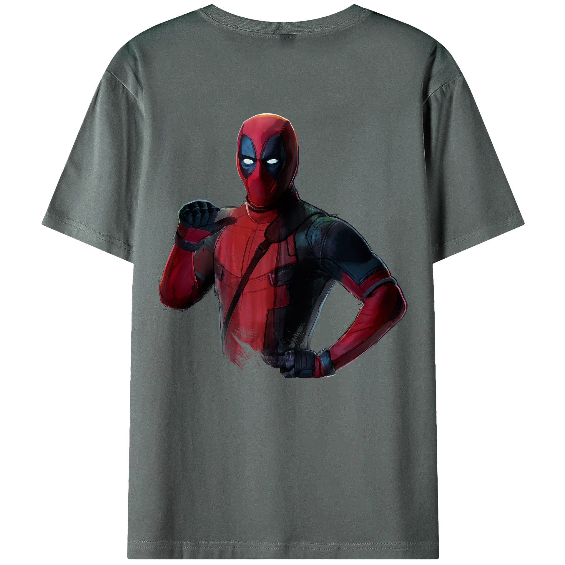（画像用） Deadpool デッドプール 綿100％ メンズ半袖Tシャツ（バックプリント） 通気性